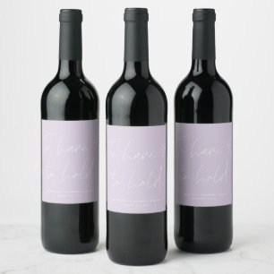 Modern Calligraphy Vows Lavender Purple Wedding Wine Label