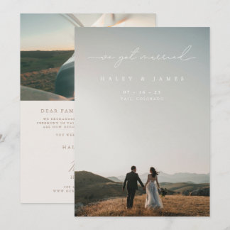 Modern Calligraphy We Got Married 2 Photo Wedding Announcement