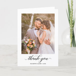 Modern Calligraphy Wedding 2 Photo Thank You Card