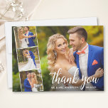 Modern Calligraphy Wedding 4 Photo Collage Thank You Card<br><div class="desc">Modern Elegant Calligraphy Script Wedding 4 Photo Collage Thank You Card</div>