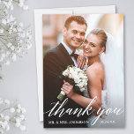 Modern Calligraphy Wedding Bride and Groom Photo Thank You Card<br><div class="desc">Modern Calligraphy Wedding Bride and Groom Photo Thank You Card</div>