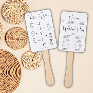 Modern Calligraphy Wedding Ceremony Program Hand Fan