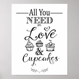 Modern calligraphy Wedding CupCake sign print