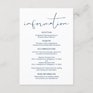 Modern Calligraphy, Wedding Details, Information Enclosure Card
