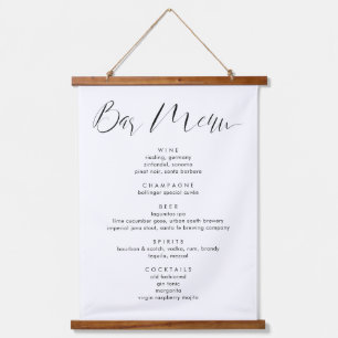 Modern Calligraphy Wedding Drinks Bar Menu Hanging Tapestry