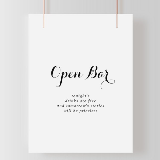 Modern Calligraphy Wedding Open Bar Sign (Creator Uploaded)