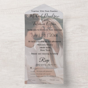 modern calligraphy wedding photo  all in one invitation
