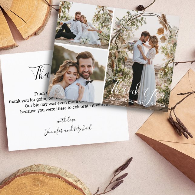 modern calligraphy wedding photo collage thank you (Creator Uploaded)