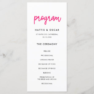 Modern calligraphy wedding program