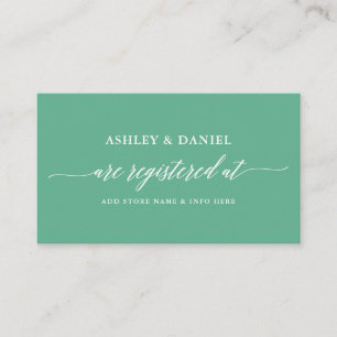 Modern Calligraphy Wedding Registry Neo Mint Enclosure Card