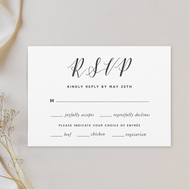 Modern Calligraphy Wedding RSVP Meal Choice Card (Creator Uploaded)