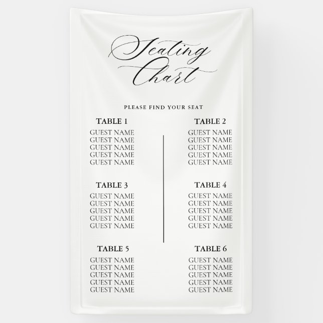 Modern Calligraphy Wedding Seating Chart Sign  (Vertical)