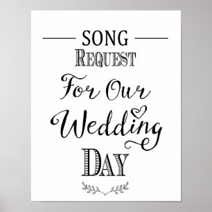 Modern Calligraphy wedding song request print