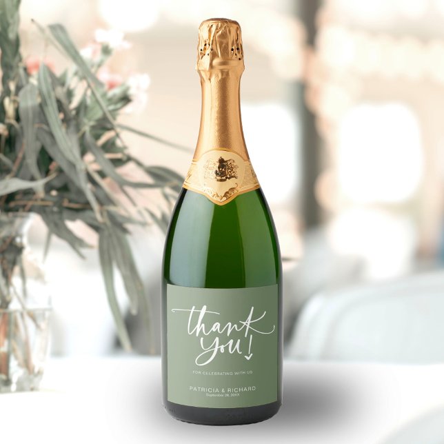 Modern Calligraphy Wedding  Sparkling Wine Label (Creator Uploaded)