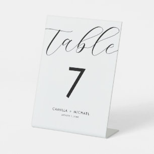 Modern Calligraphy Wedding Table Number Card  Pedestal Sign