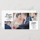 Modern Calligraphy Wedding Thank You Cards Black (Front/Back)