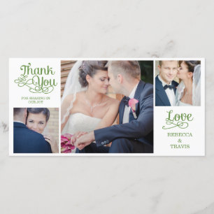 Modern Calligraphy Wedding Thank You Cards Green
