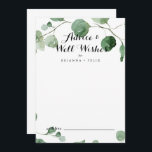 Modern Calligraphy Wedding Well Wishes Eucalyptus Advice Card<br><div class="desc">This modern calligraphy wedding well wishes eucalyptus advice card is perfect for a simple wedding. The design features watercolor hand-drawn elegant botanical eucalyptus branches and leaves. These cards are perfect for a wedding, bridal shower, baby shower, graduation party & more. Personalize the cards with the names of the bride and...</div>