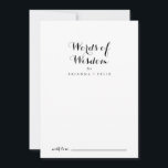 Modern Calligraphy Wedding Words of Wisdom Advice Card<br><div class="desc">This modern calligraphy wedding words of wisdom advice card is perfect for a rustic wedding. The simple and elegant design features classic and fancy script typography in black and white. These cards are perfect for a wedding, bridal shower, baby shower, graduation party & more. Personalize the cards with the names...</div>