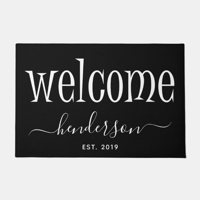 Modern Calligraphy Welcome Doormat (Front)