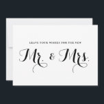 Modern Calligraphy Wishes for the new Mr. & Mrs. Advice Card<br><div class="desc">Fun and whimsical wedding flat card featuring black modern calligraphy. Similar items are available. Well Wishes for the new Mr. & Mrs.</div>