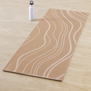 Modern Camel Brown Wave Personalized Yoga Mat