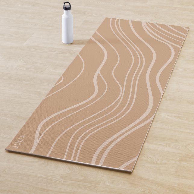 Modern Camel Brown Wave Personalized Yoga Mat (In Situ)