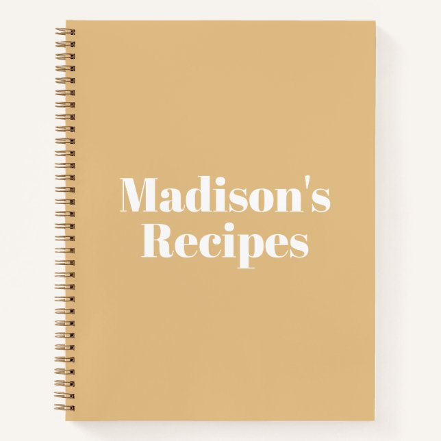 Modern camel custom name text elegant recipe book (Front)