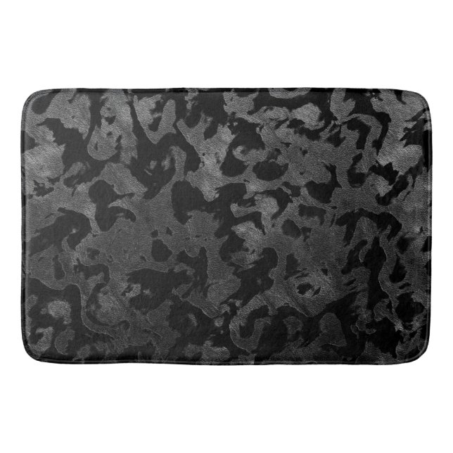 Modern Camo -Black and Dark Grey- camouflage Bath Mat (Front)