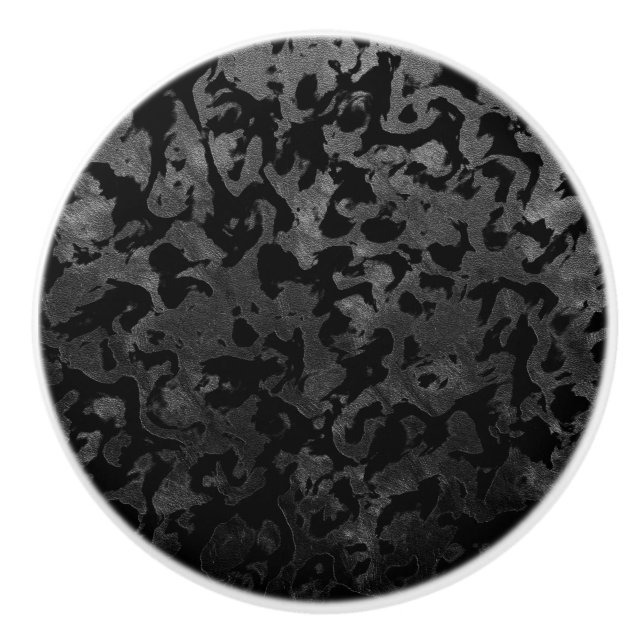 Modern Camo -Black and Dark Grey- camouflage Ceramic Knob (Front)