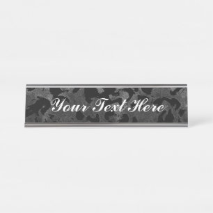 Modern Camo -Black and Dark Grey- camouflage Desk Name Plate