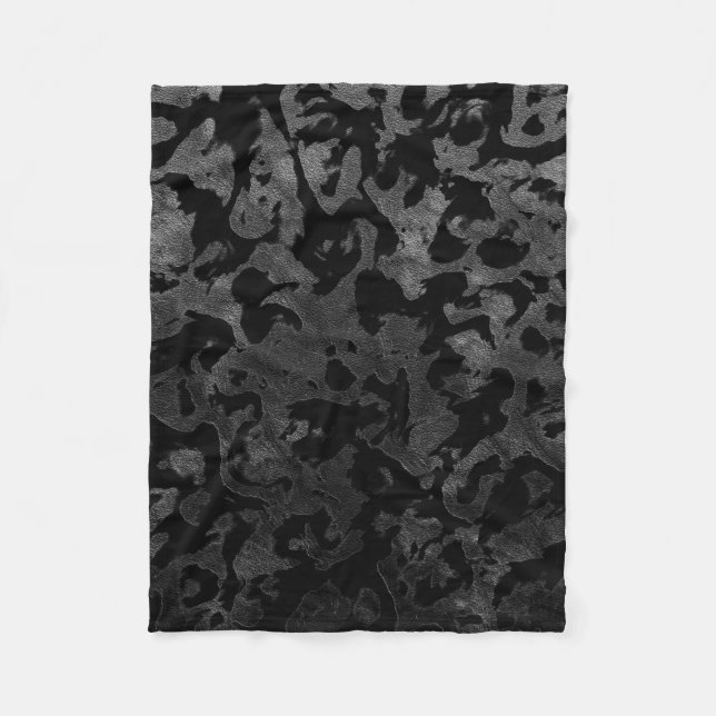 Modern Camo -Black and Dark Grey- camouflage Fleece Blanket (Front)