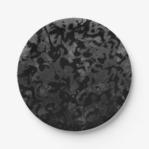 Modern Camo -Black and Dark Grey- camouflage Paper Plate