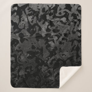 Modern Camo -Black and Dark Grey- camouflage Sherpa Blanket