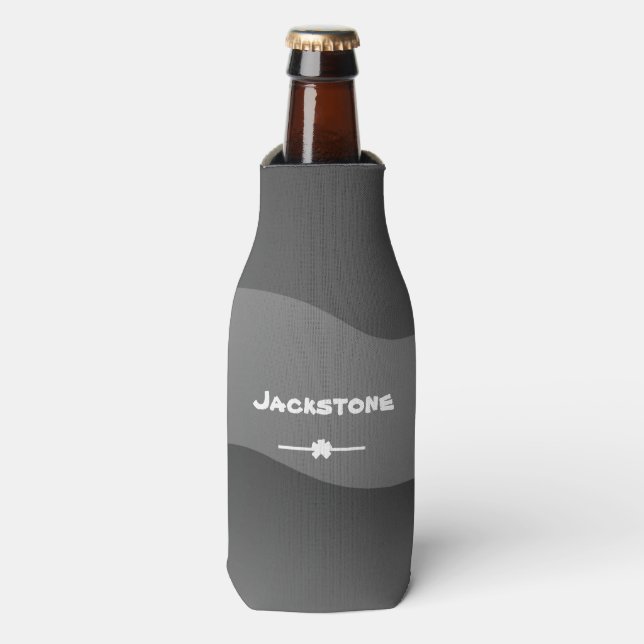 Modern Camo Design Custom Name Cool Beer  Bottle Cooler (Bottle Front)