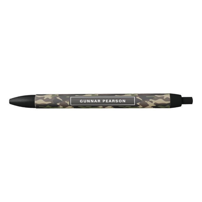 Modern Camouflage Pattern Name Black Black Ink Pen (Front)