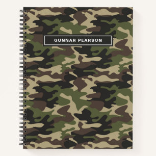 Modern Camouflage Pattern Name Black Notebook