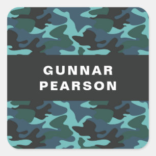 Modern Camouflage Pattern Name Black Square Sticke Square Sticker