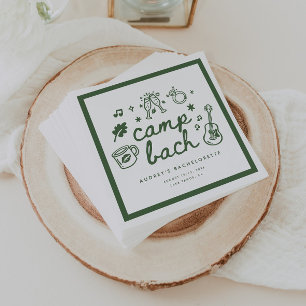 Modern Camp Bachelorette Party Green Script Custom Napkin