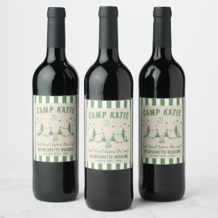 Modern Camp Bachelorette Party Wine Label