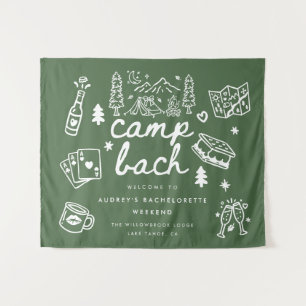 Modern Camp Bachelorette Welcome Green Script Tapestry