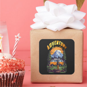 Modern Camping Adventure   Square Sticker