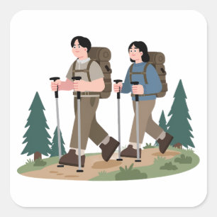 Modern Camping Outdoors mountain vibes hiking Square Sticker