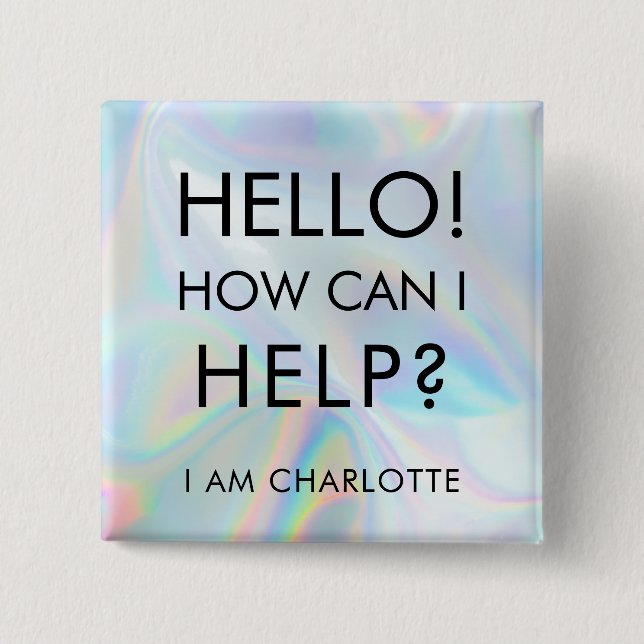 Modern Can I Help Charity Event Volunteer Custom 2 Inch Square Button (Front)