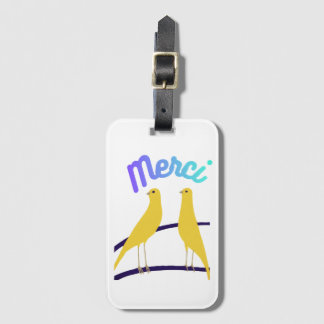 Modern Canary & "Merci" - Japandi Style Art Luggage Tag
