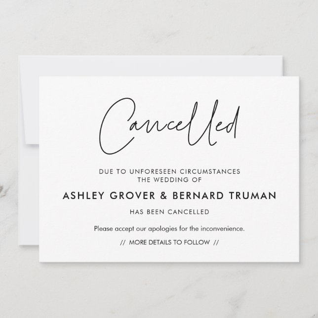 Modern Cancelled event announcement card (Front)