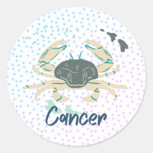 Modern Cancer Crab Zodiac  Classic Round Sticker