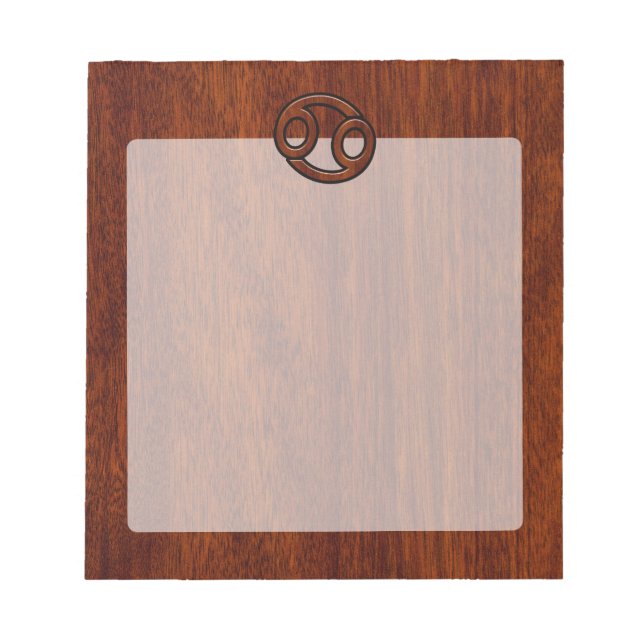 Modern Cancer Zodiac Sign on Mahogany Decor Notepad (Front)