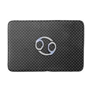 Modern Cancer Zodiac Symbol Carbon Fiber Print Bath Mat