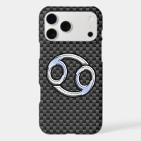 Modern Cancer Zodiac Symbol Carbon Fibre Print